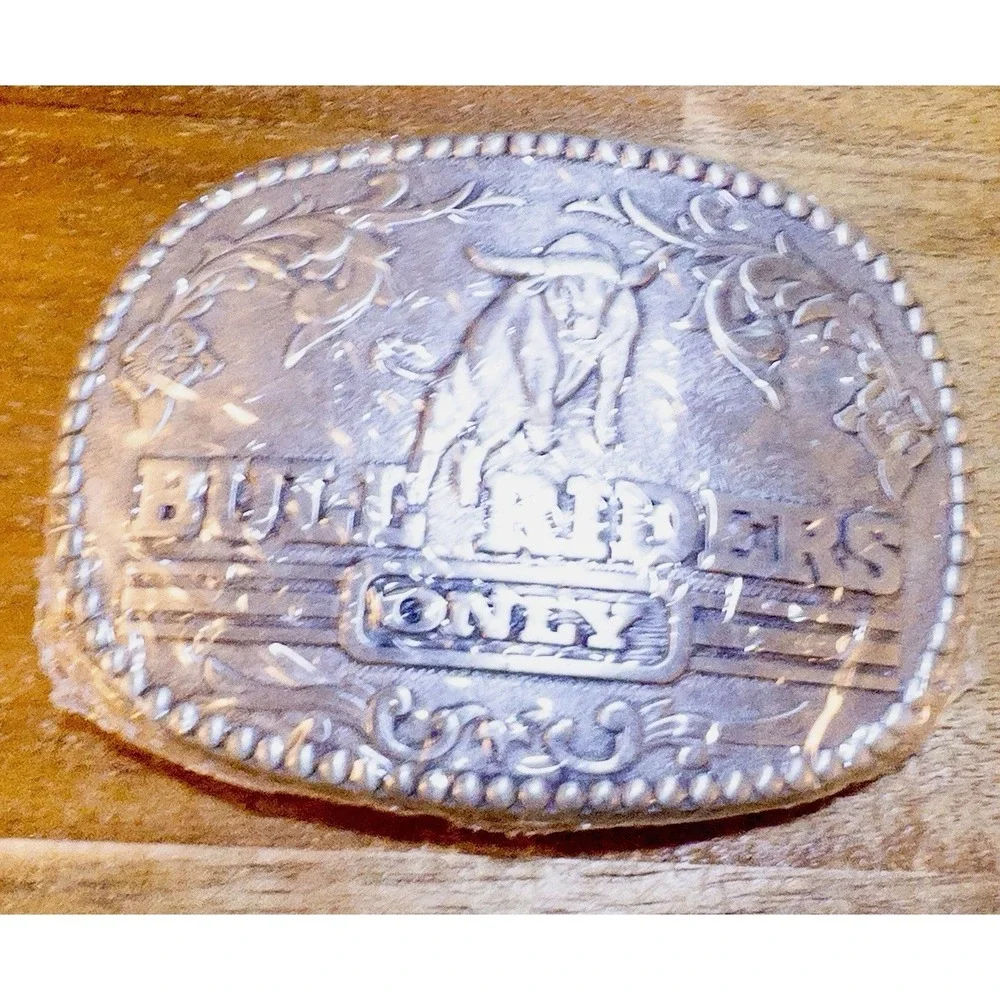 Vtg Zee Series Bull Rider Silver Tone Western Belt Buckle‎ Rodeo Southwestern